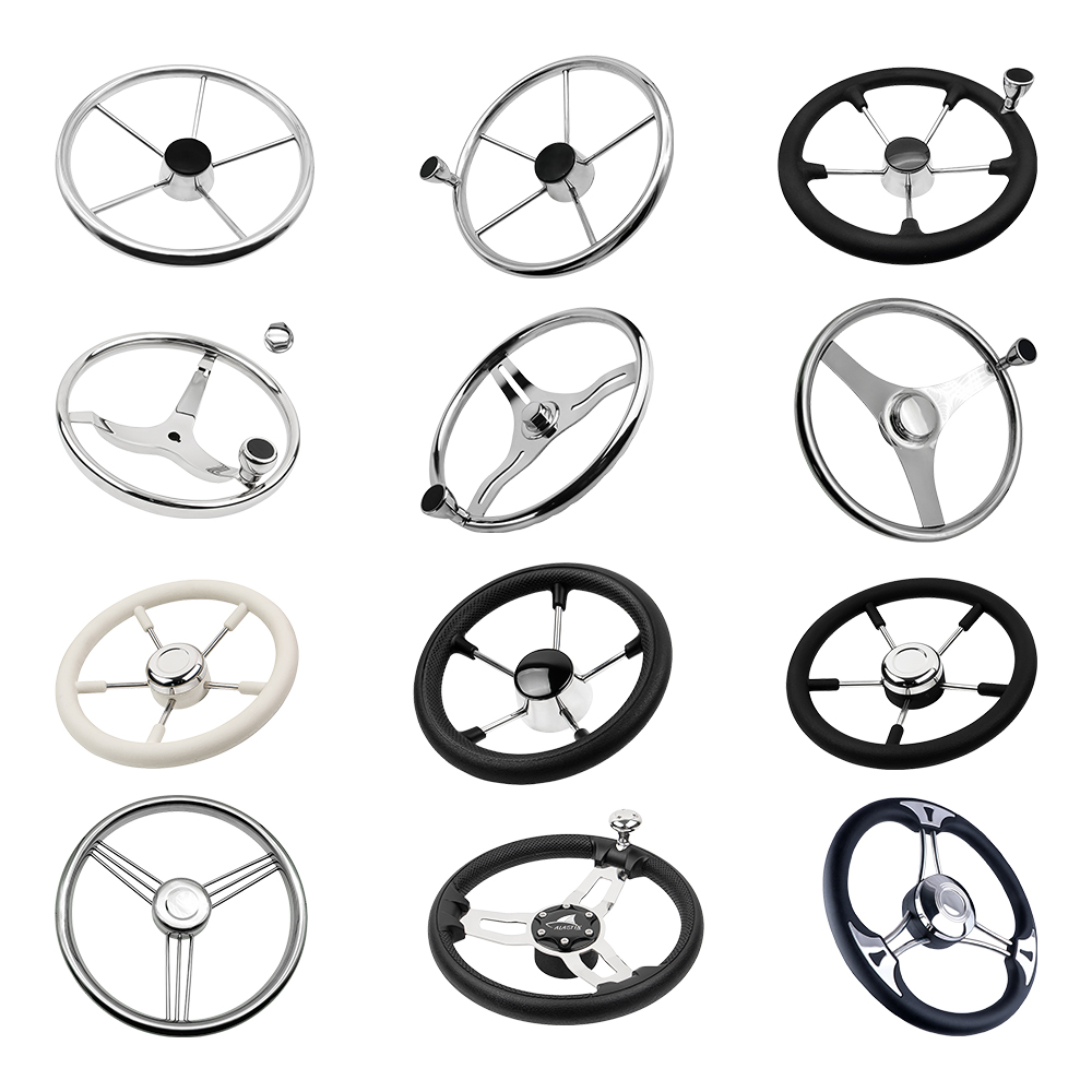 Steering Wheel - Black PVD Coated Marine Steering Wheel with Upgraded Knob